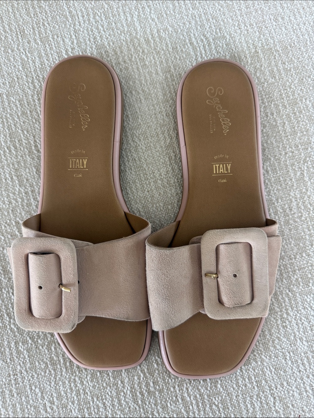 Seychelles Dusty Pink Suede Slide Sandals with Buckle